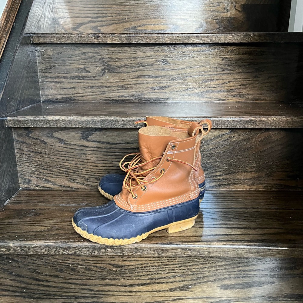 Brown and Blue Duck Boots